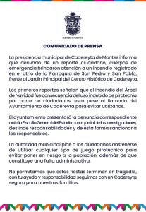 Comunicado del Municipio de Cadereyta 