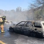  Incendio de vehículo moviliza a bomberos y PC en Landa